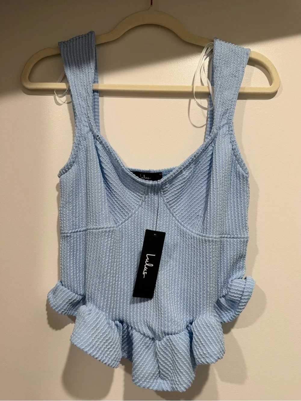 Lulu's Baby Blue Textured Ruffle Hem Tank - Picture 1 of 2